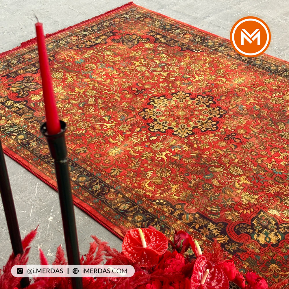 فرش کهنه نما کد 25TT0090 زمینه لاکی